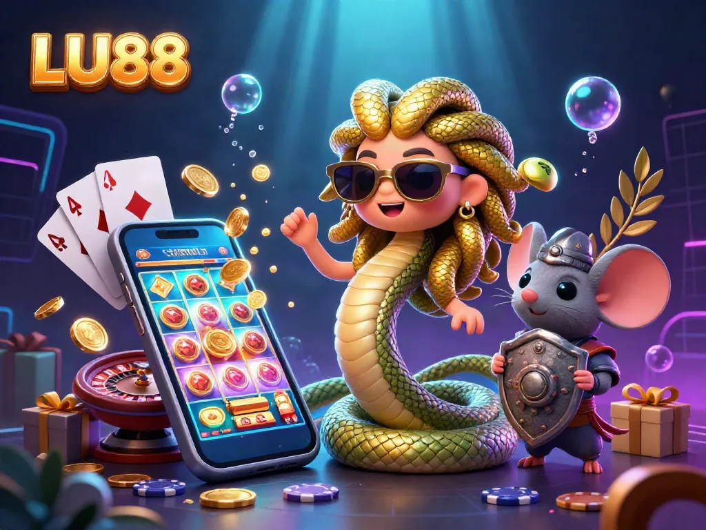 Spin to win with LU88's colorful slots, featuring engaging characters and captivating casino elements.