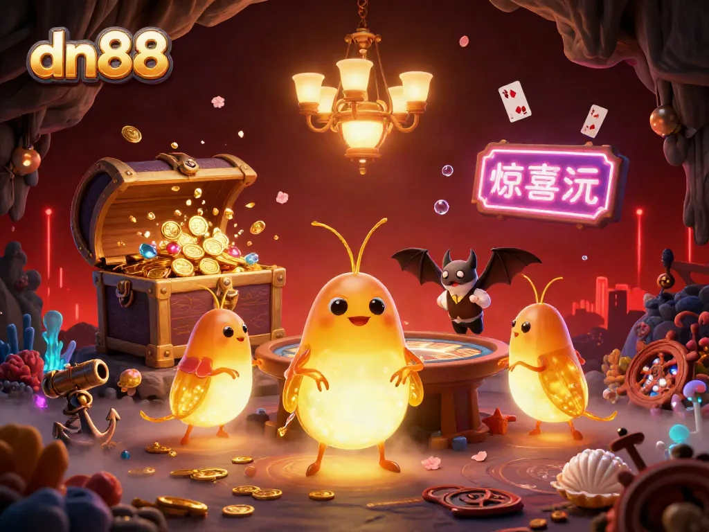 Experience the vibrant dn88 cave casino with glowworms lighting the tables and a bat dealer
