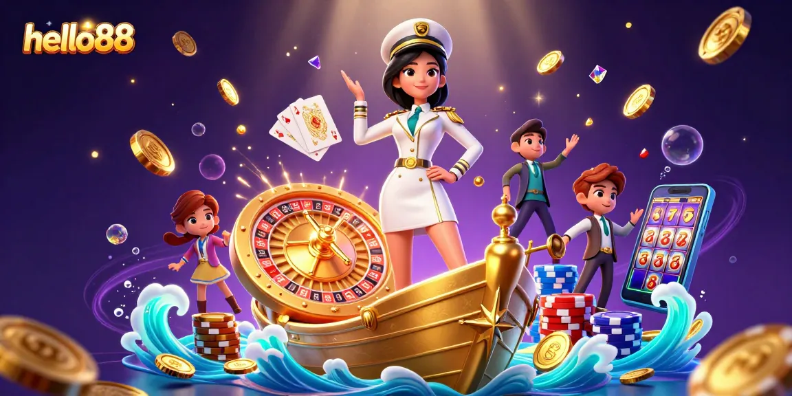 Experience thrilling gameplay at hello88 with cascading golden coins and a stunning casino atmosphere.