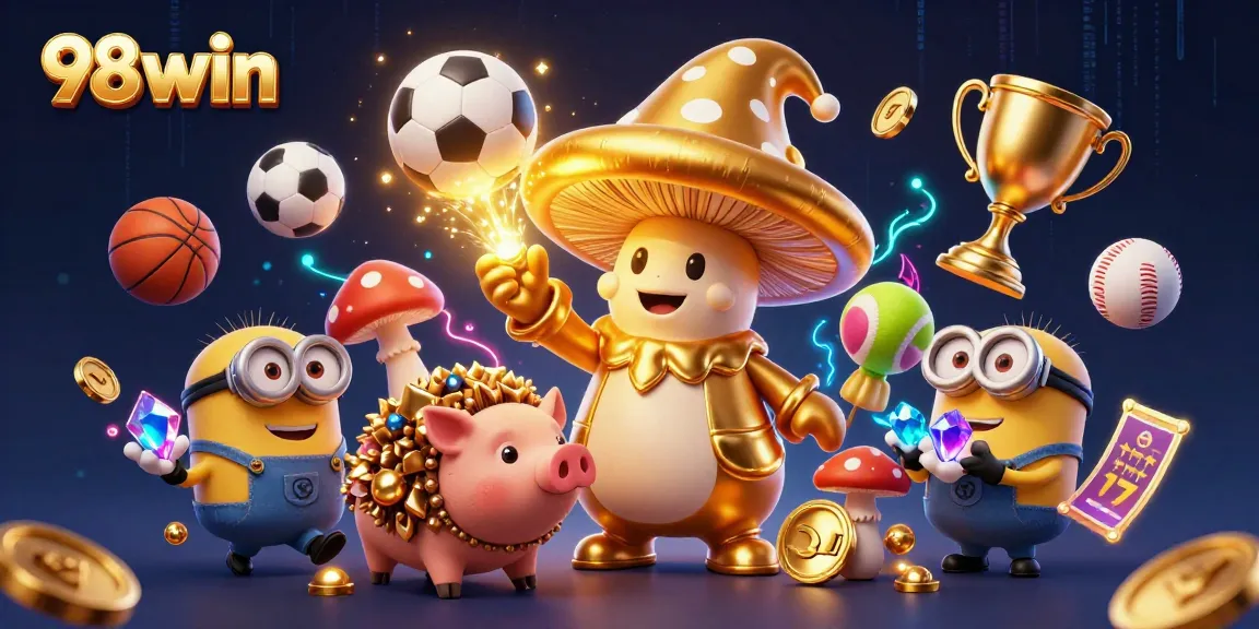 Experience thrilling gameplay at 98win with golden magical elements and vibrant sports action.