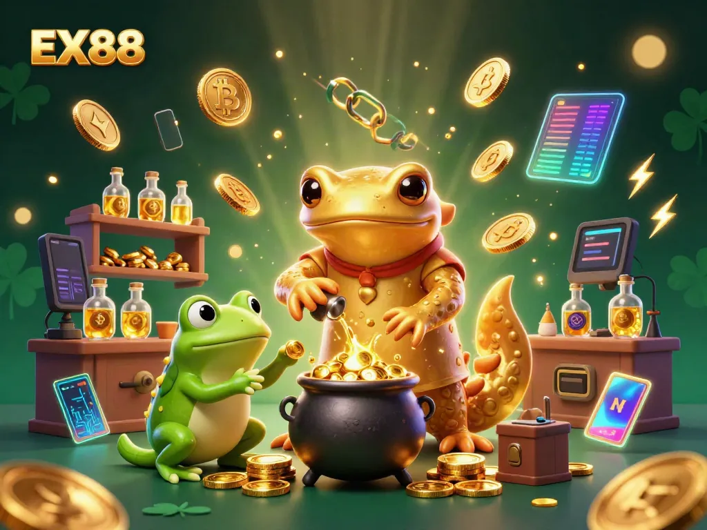 Experience the magic of EX88 at a dynamic casino with a golden salamander alchemist.