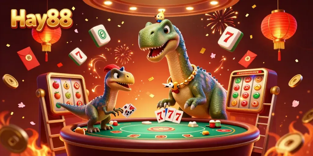 Experience thrilling gameplay at Hay88 with a vibrant casino scene featuring exciting characters and dynamic elements.