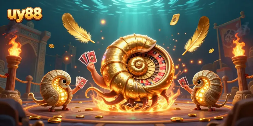 Experience thrilling gameplay at uy88, where the ancient nautilus interacts with iconic casino elements.