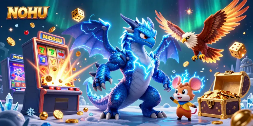 Experience thrilling jackpots at NOHU with a magical dragon and dynamic casino elements.