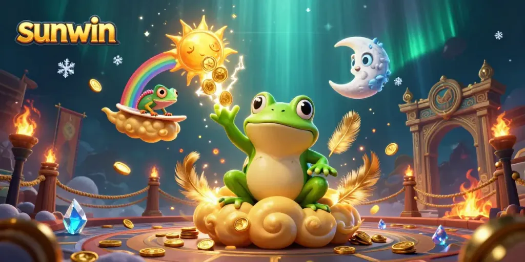 Experience thrilling action at sunwin with colorful casino elements and magical characters creating a game-ready atmosphere.