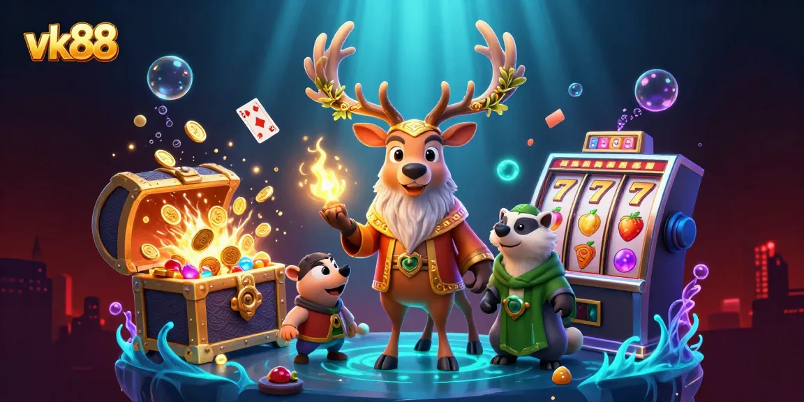 Engage in thrilling slot action at vk88 with a vibrant scene featuring fantasy characters and dynamic game elements.