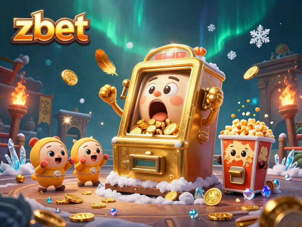 Zbet showcases thrilling jackpot excitement with a lively golden slot machine celebrating incredible wins, amidst colorful casino elements.
