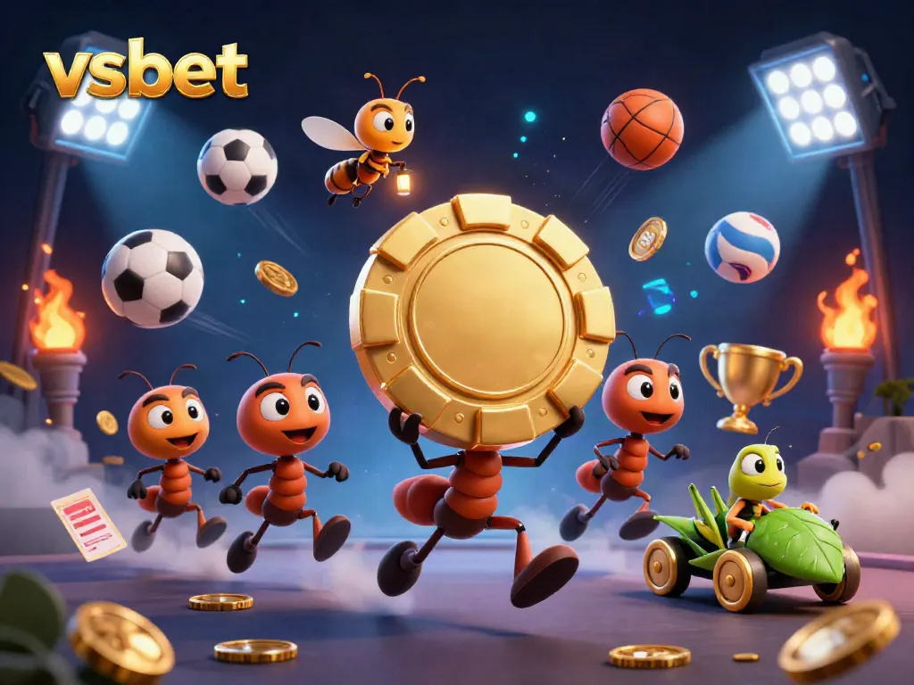 Experience thrilling sports betting action with vsbet as ants carry a giant poker chip in a dynamic heist scene.