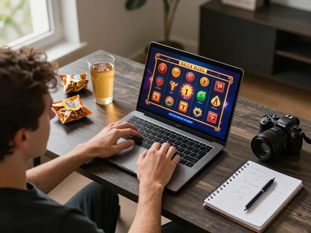 Engaged player discovering online casino games at home, exploring nhà cái S666 for thrilling gaming experience.