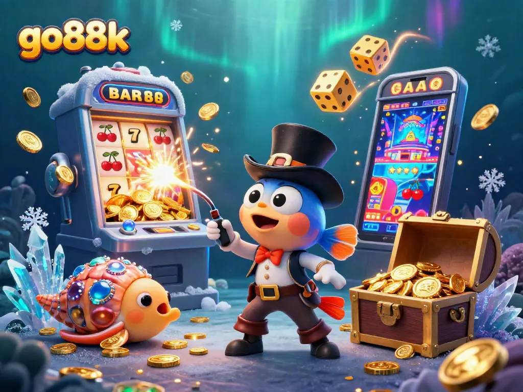 Spin the reels with go88k's captivating underwater casino adventure featuring luminescent characters and treasures.