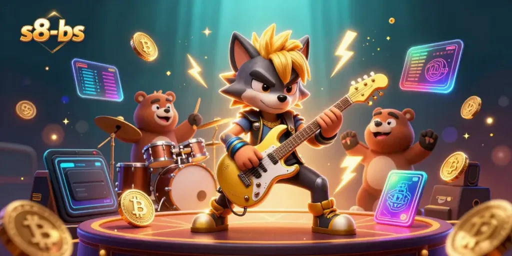 Engage with the thrilling world of s8-bs as rock star wolf and drummer bear electrify the casino scene.