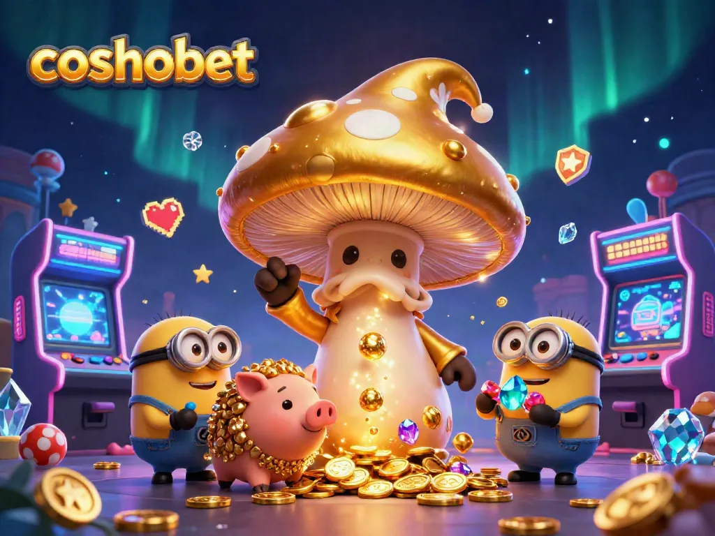 Experience the magic of cosmobet with 3D wizard and treasure-seeking friends in a vibrant casino scene.