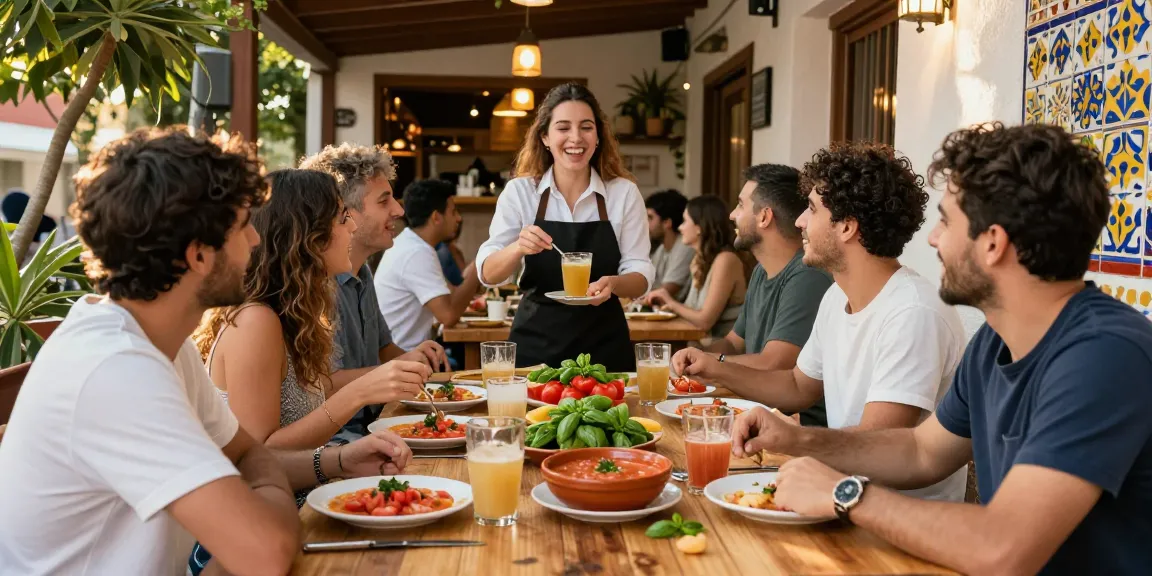Experience the best salmorejo near me with friends in an inviting Spanish tapas bar atmosphere.