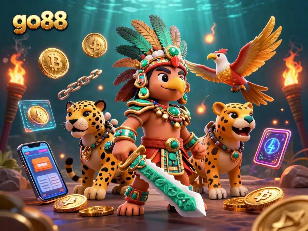Trải nghiệm trò chơi hấp dẫn tại GO88 với chiến binh Aztec trong không gian sống động.