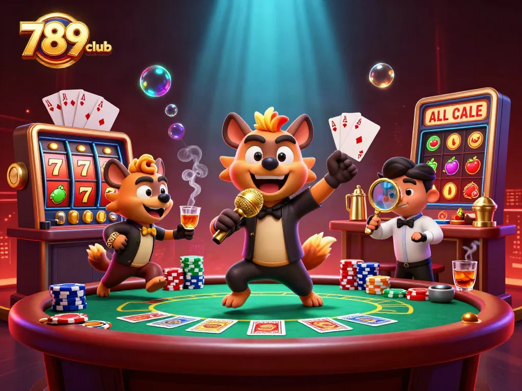 Experience the fun of 789club with hyenas embodying a lively casino atmosphere.