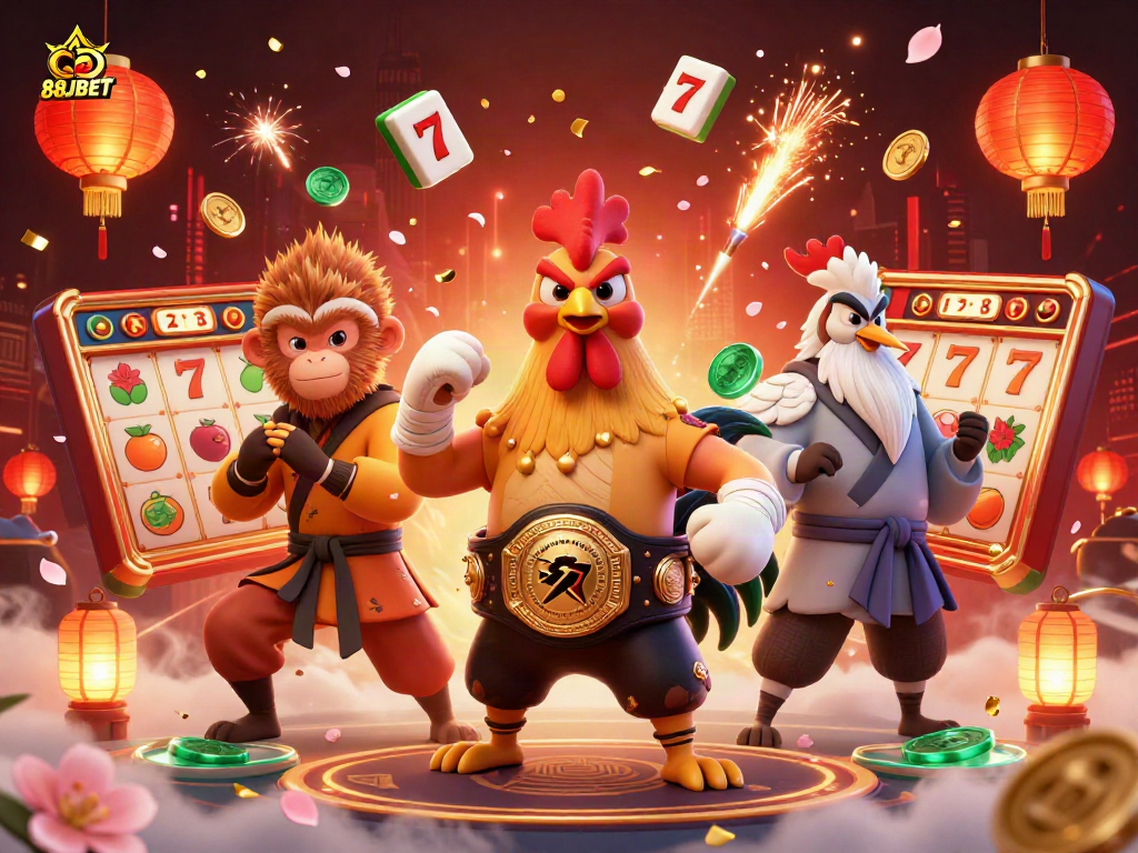 Engage in thrilling action at 88JBET with vibrant 3D casino characters and dynamic gaming elements.