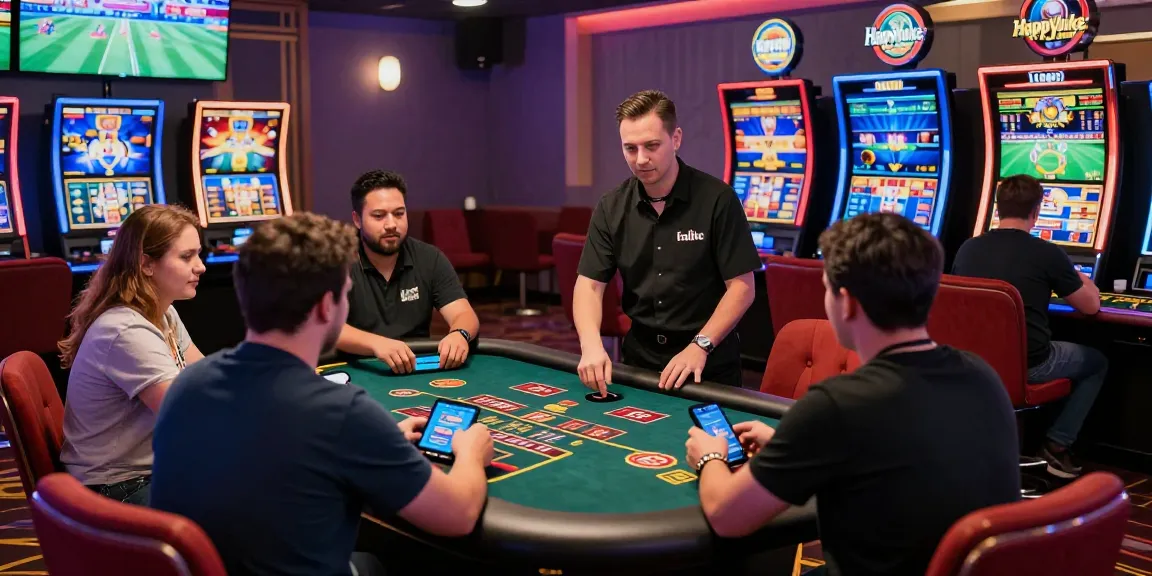 Players enjoying a vibrant gaming experience at Happyluke's online casino with live dealers and exciting activities.