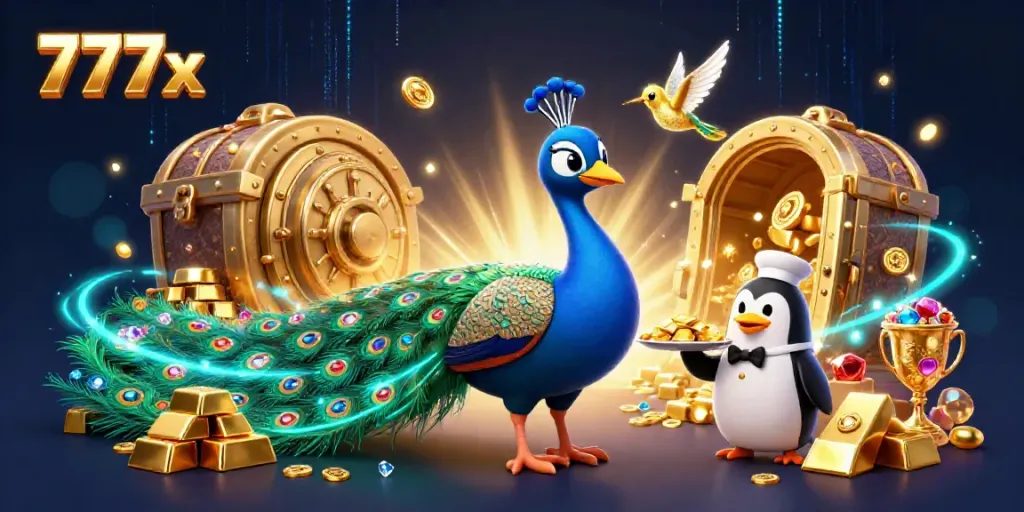 Spin the reels at 777x casino, surrounded by vibrant treasures and winning opportunities.
