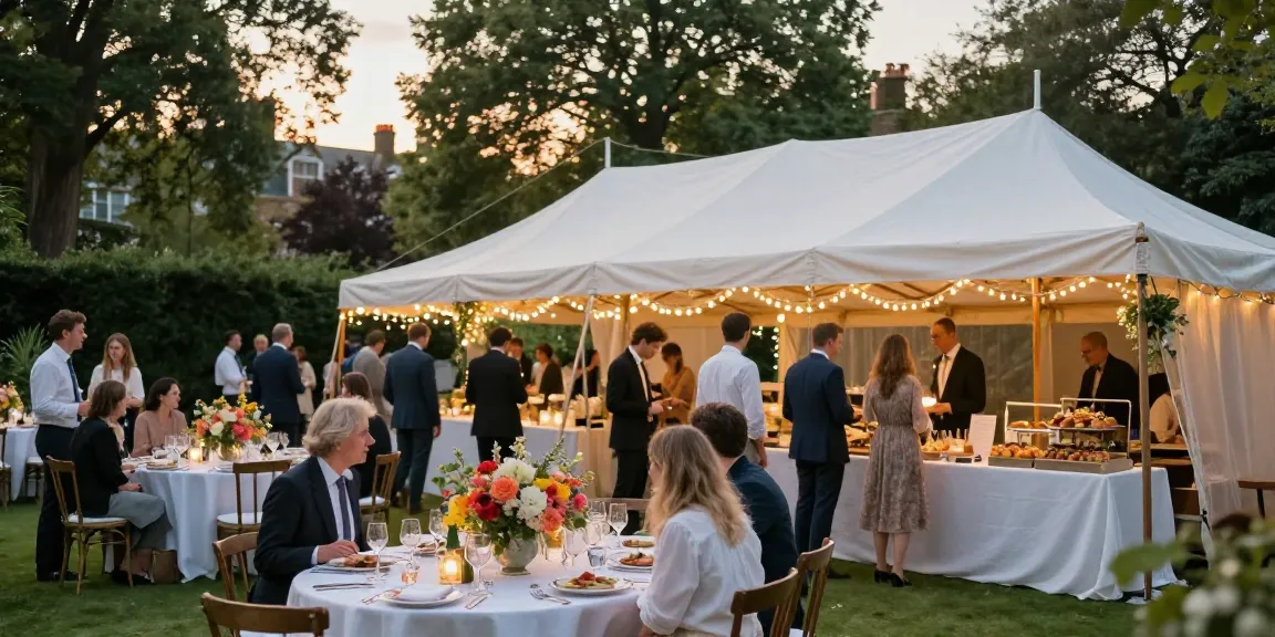 Stunning marquee hire London event with floral decorations and vibrant atmosphere.