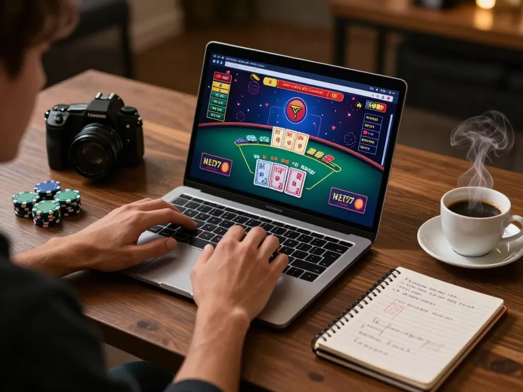 Engaging in a live dealer blackjack game on gen-e platform with strategic betting notes beside.