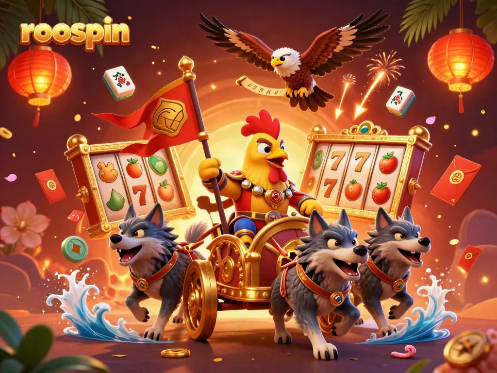 Experience roospin's vibrant slot gaming adventure with dynamic characters and colorful elements.