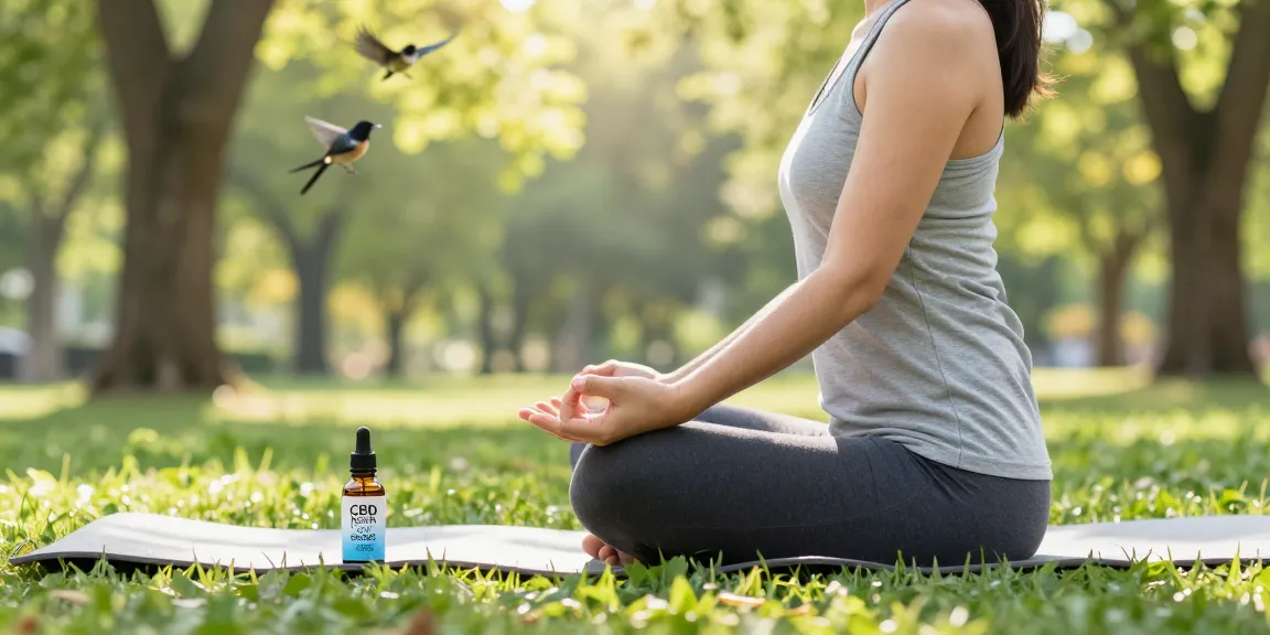 Yoga practice in nature with CBD North's cbd isolate oil nearby, highlighting wellness and tranquility.