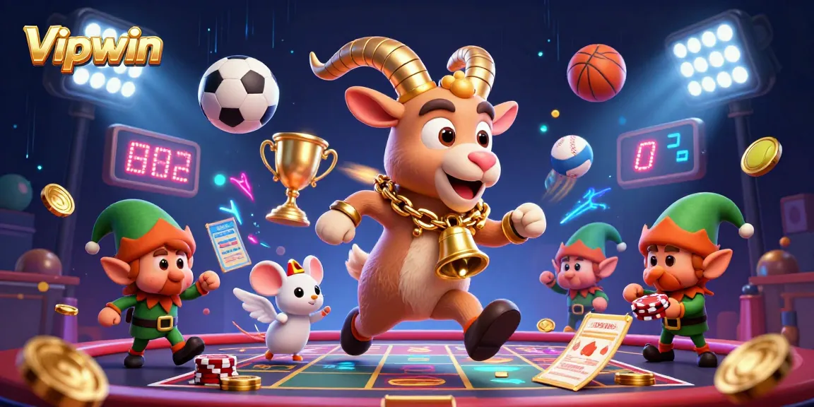 Vipwin boosts excitement with a 3D festive casino scene featuring a Krampus goat and playful characters.