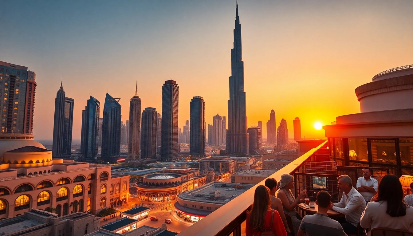 Experience the breathtaking skyline of Dubai at sunset, a key destination for travel to Dubai.