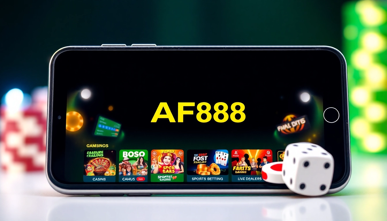 AF88 online gambling platform interface with user-friendly design and vibrant gaming visuals.