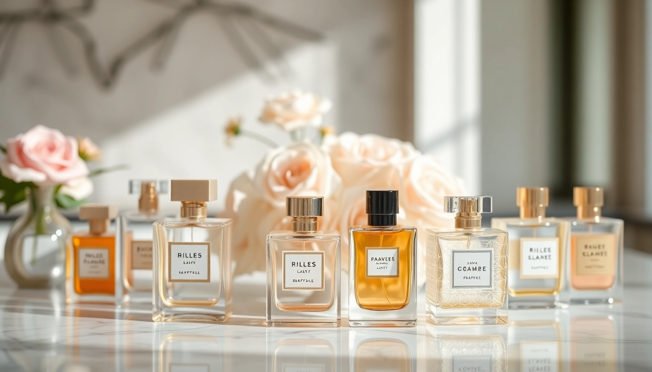 Showcase of luxury perfume dupes arranged elegantly, highlighting their appealing designs and elegance.