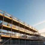 Caffolding Bolton setup highlighting urban construction safety and efficiency.