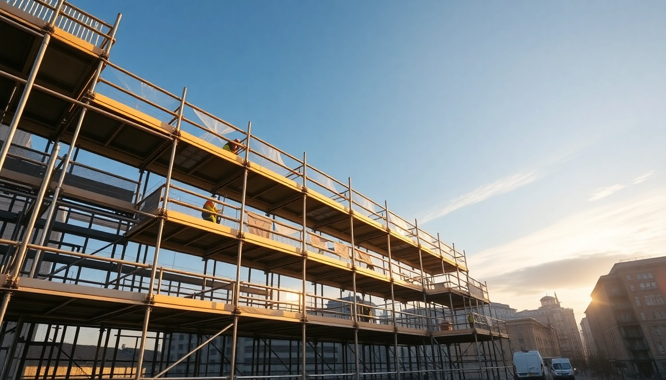 Caffolding Bolton setup highlighting urban construction safety and efficiency.