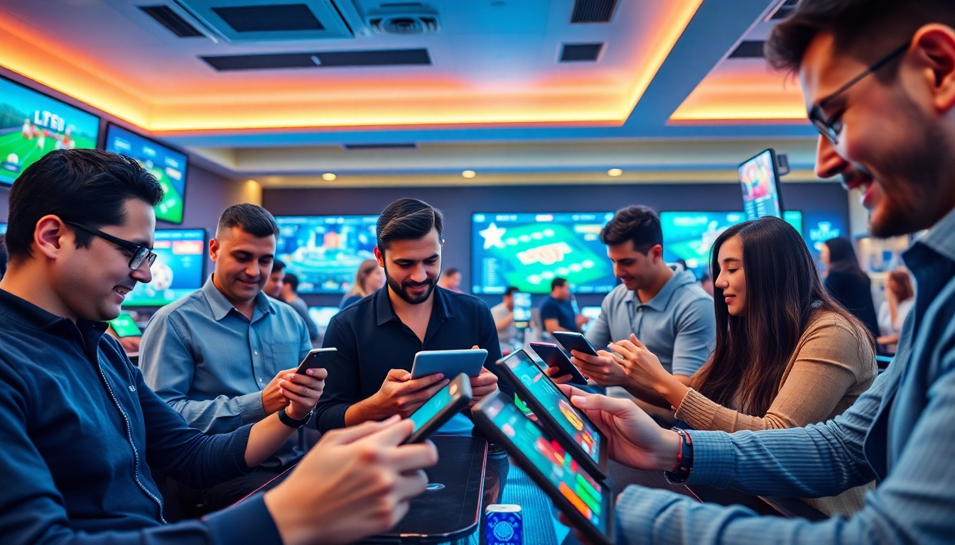 Engaging online betting atmosphere at https://acb8.buzz/, showcasing diverse players and modern gaming interfaces.