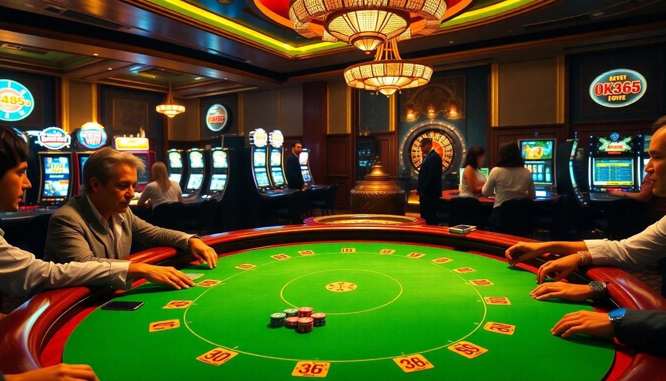 Engaged players enjoying a high-stakes poker game at ok365 casino.