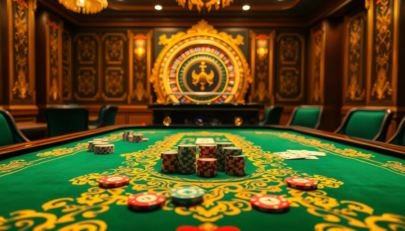 Engage with the Raja Barong-themed casino game table offering an exciting gambling experience.