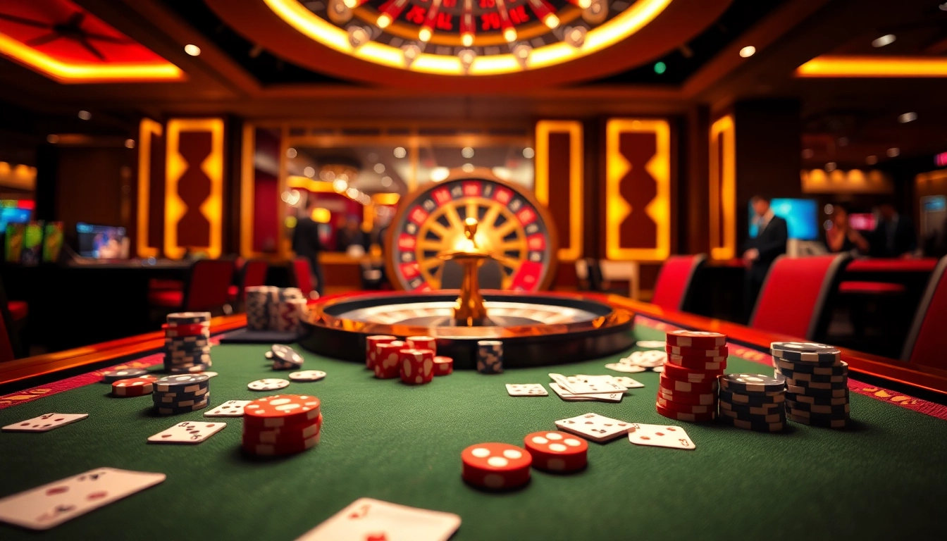 Engaging casino gameplay scene at https://bet88b.us.com/ featuring vibrant poker chips and cards.