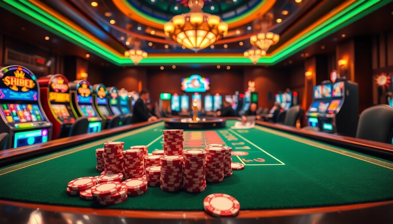 Experience thrilling games at SHBET casino with vibrant tables and excited players.