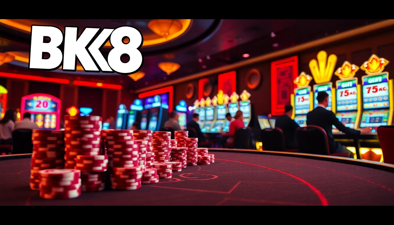 Engage in thrilling online betting at https://bk8x.club/ with luxurious casino elements and vibrant colors.