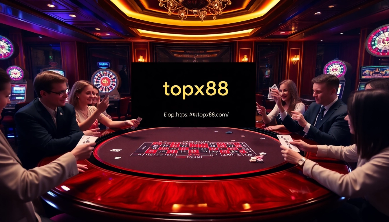 Players enjoying blackjack at a luxurious table while accessing https://topxx88.com/ for exciting online gaming.