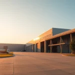 Vendi il tuo capannone con un allestimento di magazzino professionale in un paesaggio sereno.