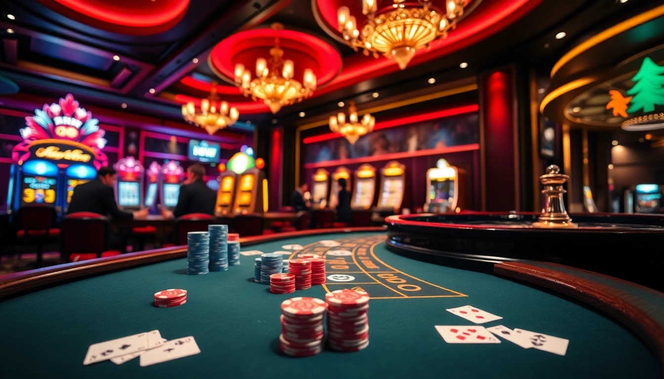Experience premium gaming excitement at XX88 HOW with casino tables and vibrant slot machines.