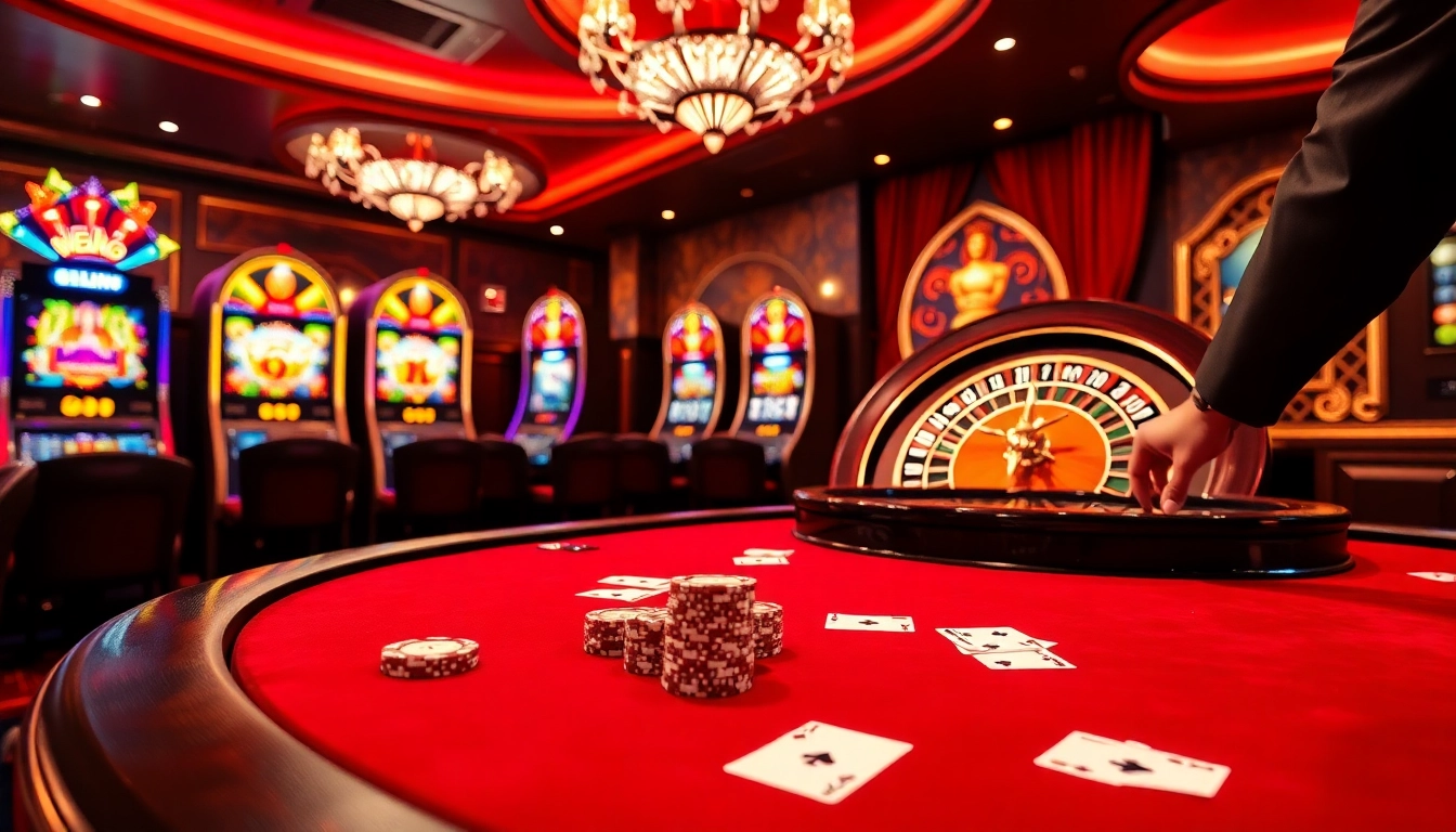 The dynamic gaming atmosphere at red88 vt casino with luxury tables and vibrant slot machines.