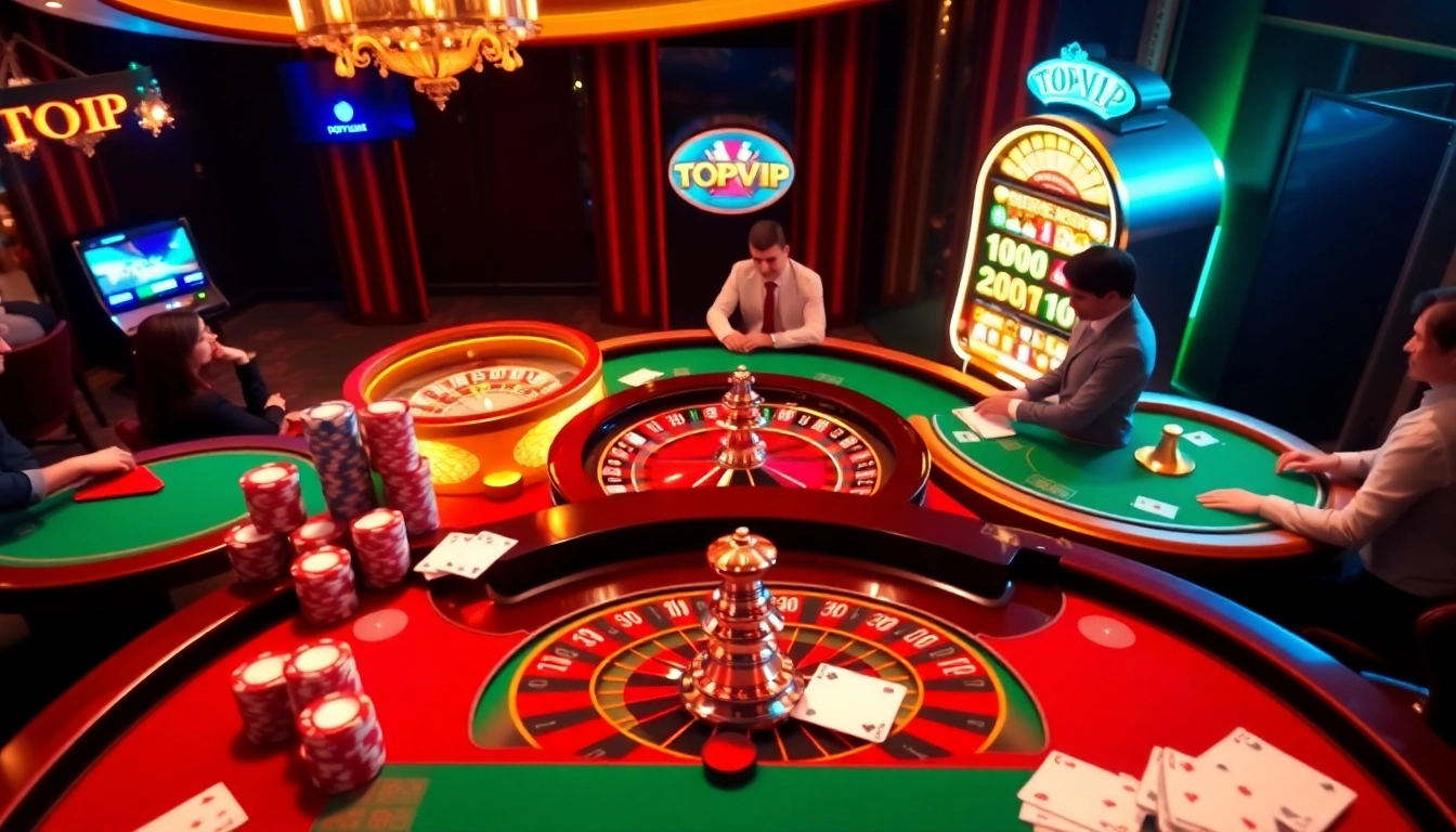 Experience an exciting moment at TOPVIP casino with players engaging at the roulette table.