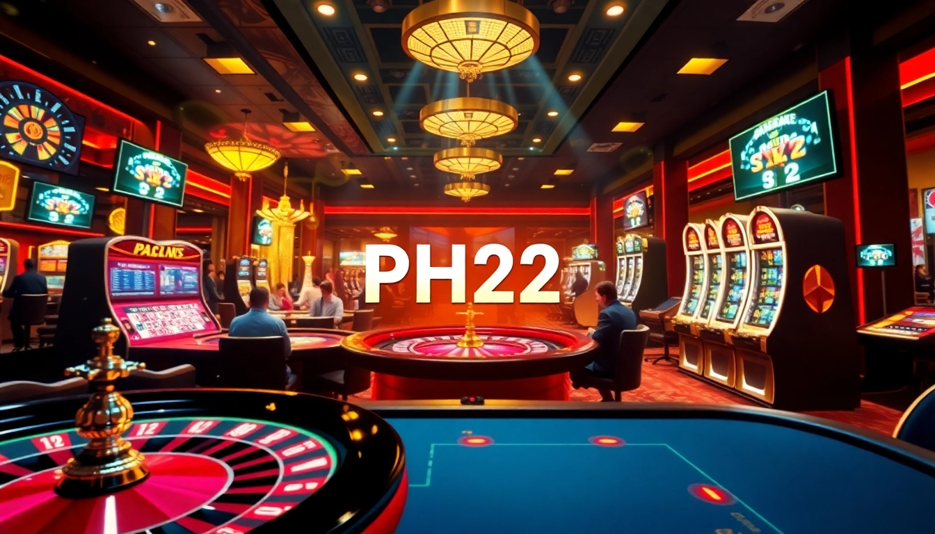 Experience thrilling online gaming action at PH22 casino, featuring vibrant slot machines and live tables.