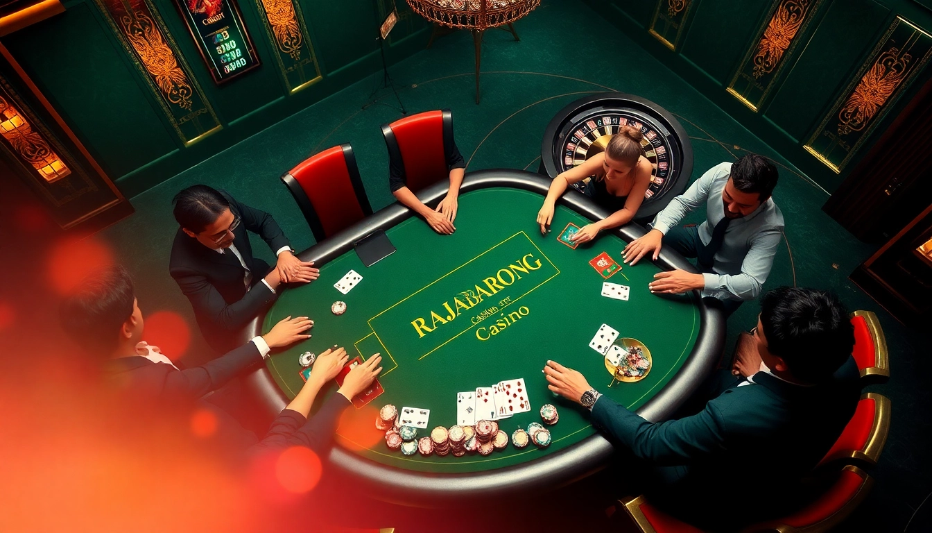 Engage in an exciting poker game at a luxurious RAJABARONG-themed casino table.