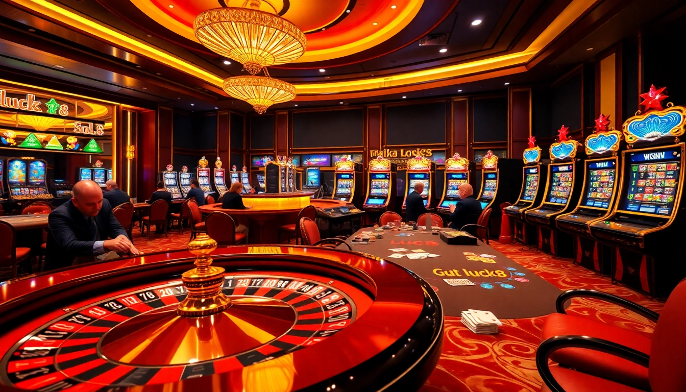 Players enjoying a thrilling game at luck8 casino roulette table under bright lights.