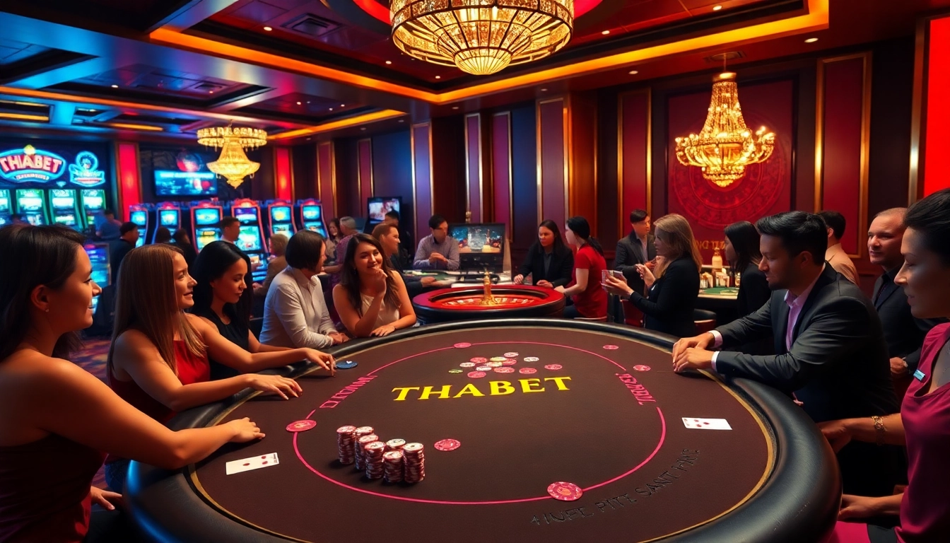 Players enjoying a vibrant THABET casino experience, highlighting excitement and luxury in gambling.