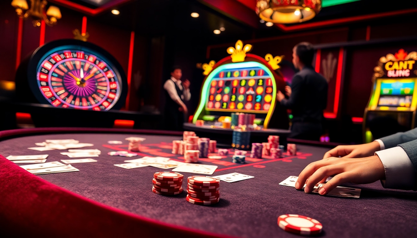 rr88 players enjoying an elegant poker game with vibrant chips and cards in a luxurious casino setting.