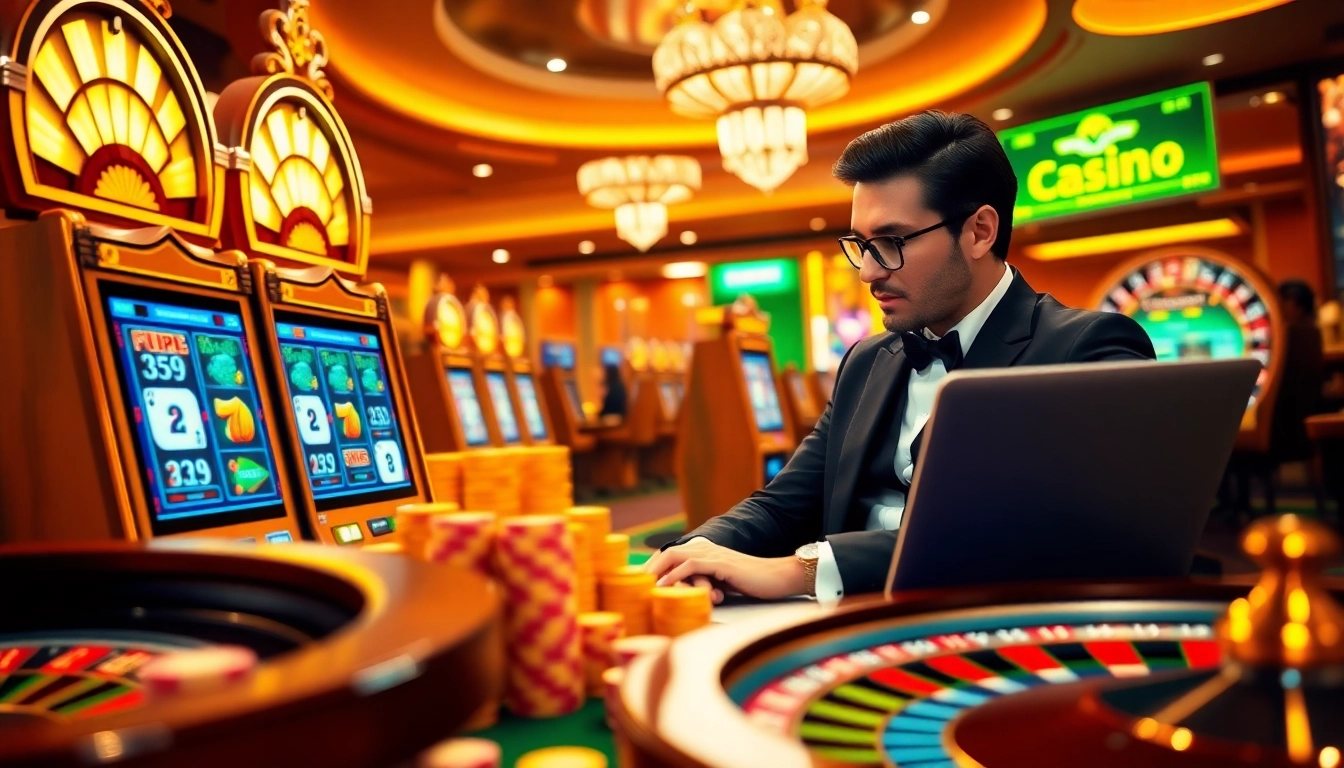 Experience excitement while playing five88 no hu at a vibrant online casino interface with slot machines.