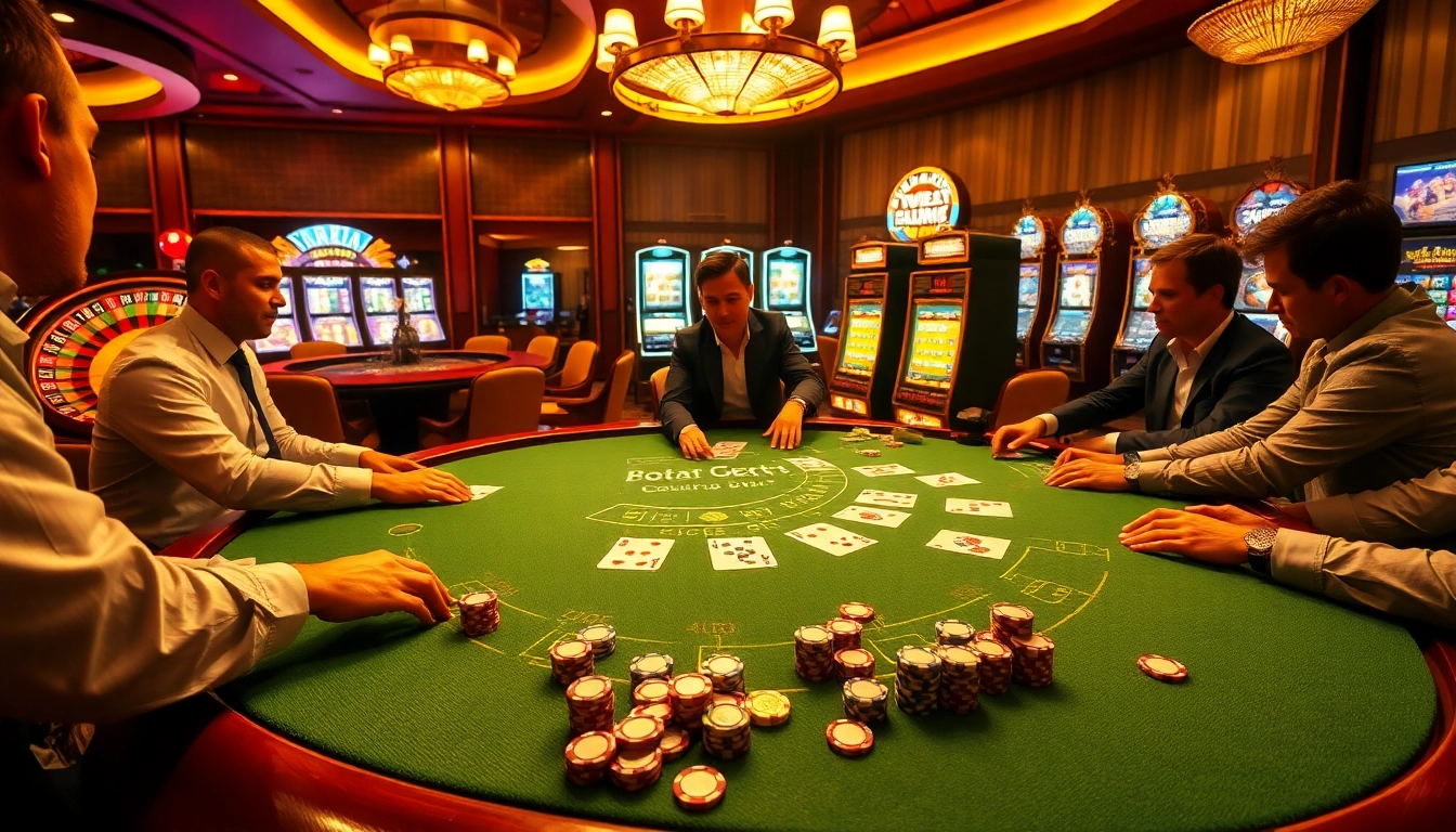 Experience the excitement of casino games at QQ88 with lively players and vibrant tables.